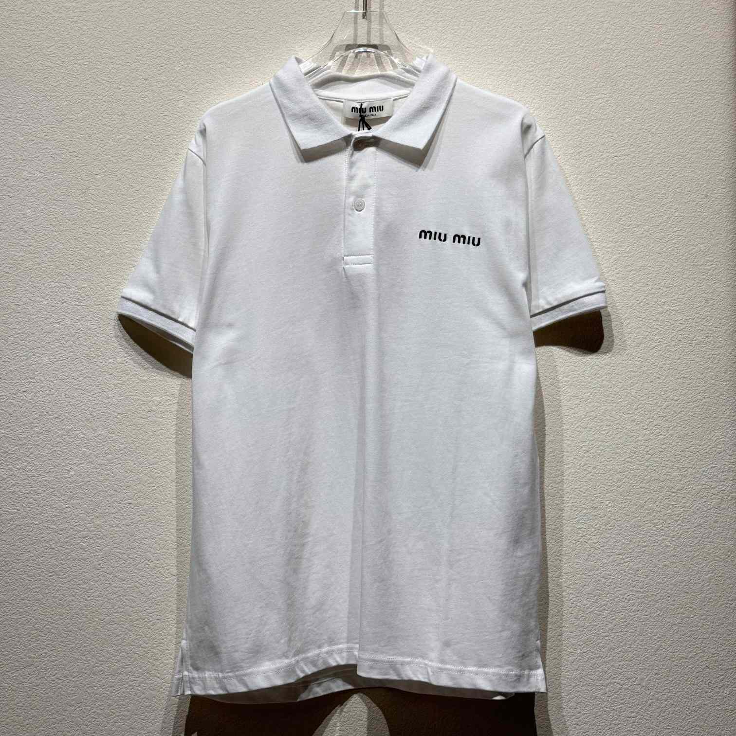 Miu Miu White Cotton Pique Polo Shirt - everydesigner