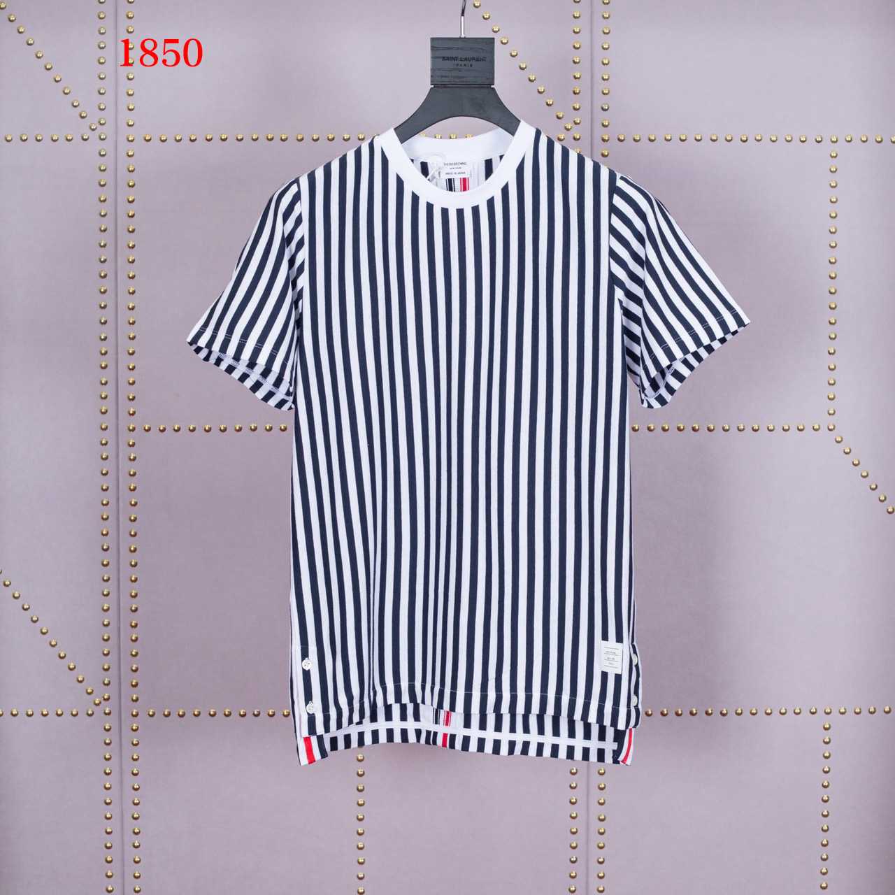 Thom Browne Navy and White RWB Bold Stripe T-Shirt   1850 - everydesigner