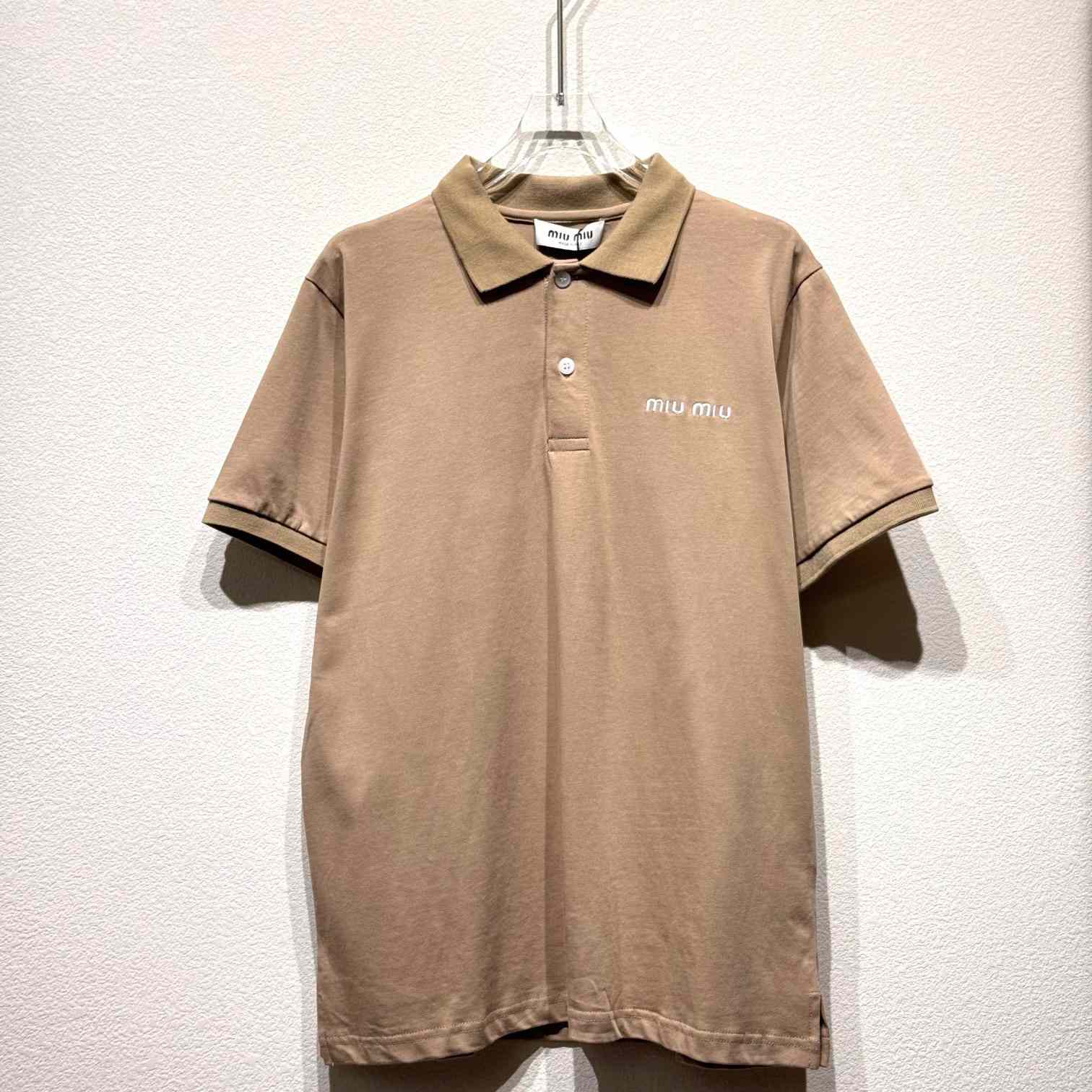 Miu Miu Brown Cotton Pique Polo Shirt - everydesigner