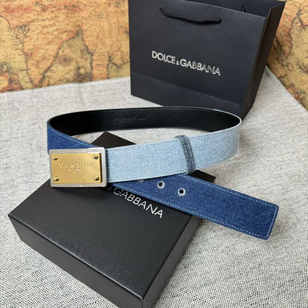 Dolce & Gabbana Denim Belt With Branded Tag - everydesigner