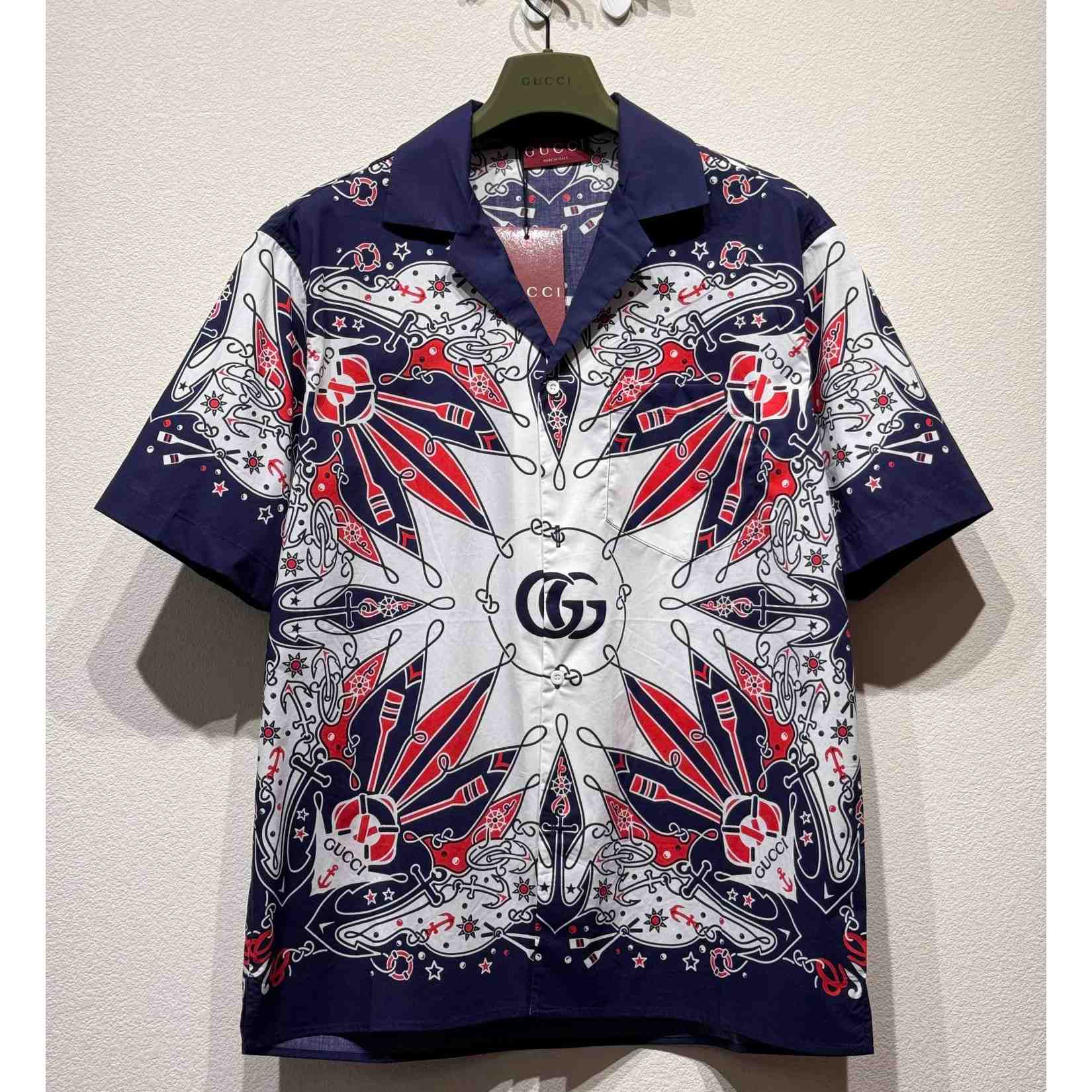 Gucci Double G bandana Print Cotton Shirt - everydesigner