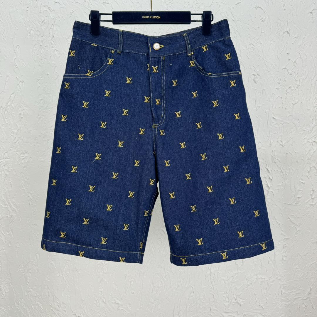 Louis Vuitton Embroidered Signature Denim Shorts   1AFIAN - everydesigner