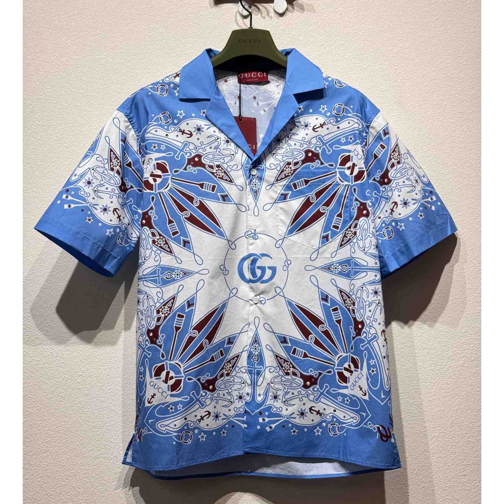 Gucci Double G bandana Print Cotton Shirt - everydesigner