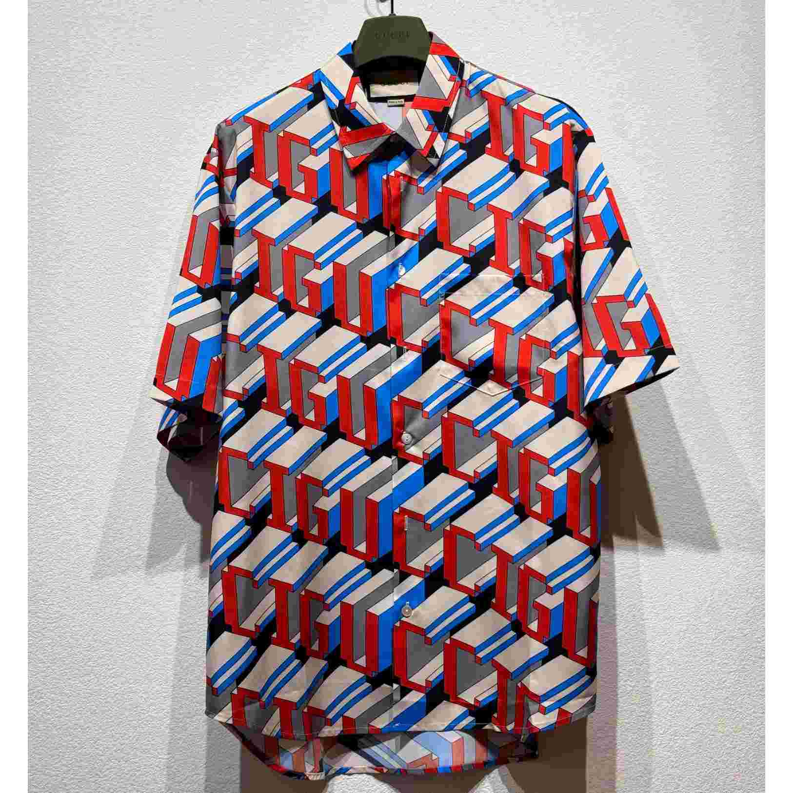 Gucci Pixel Print Silk Shirt - everydesigner