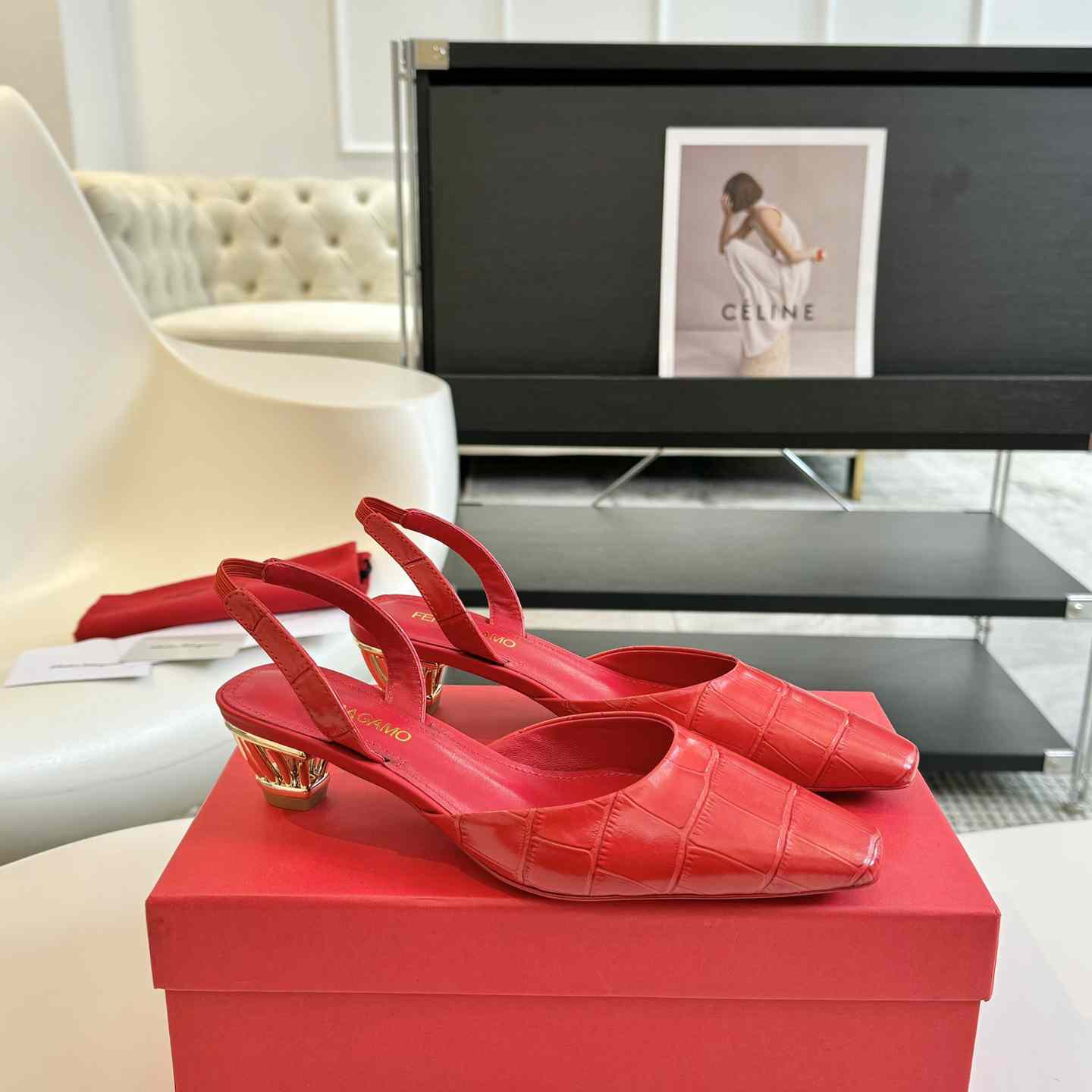 Ferragamo Women's Red "Alyssa" Slingbacks - everydesigner