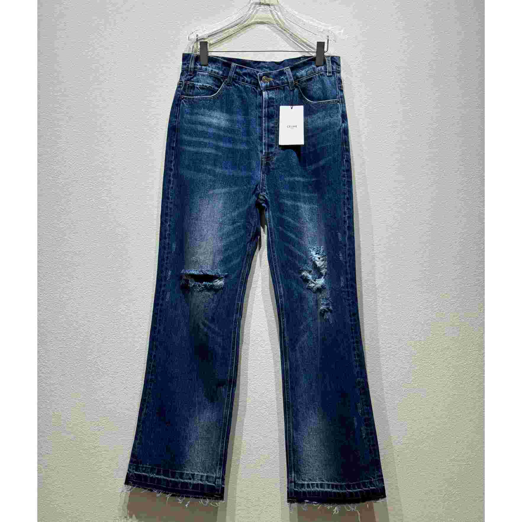 Celine Wesley Jeans In Blue Destroyed Denim  - everydesigner