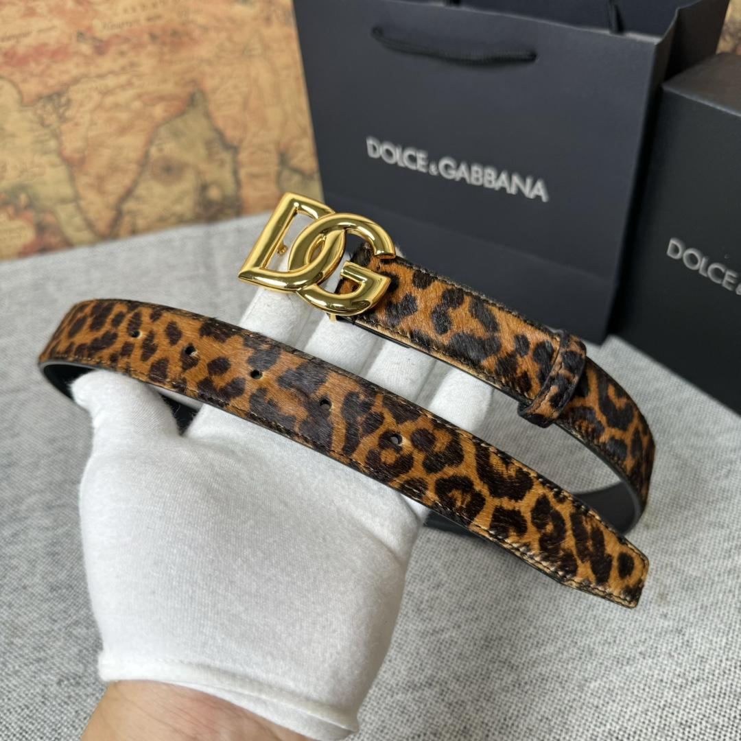 Dolce & Gabbana KiM Dolce & Gabbana Leopard-print Glossy Calfskin Belt With DG Logo - everydesigner