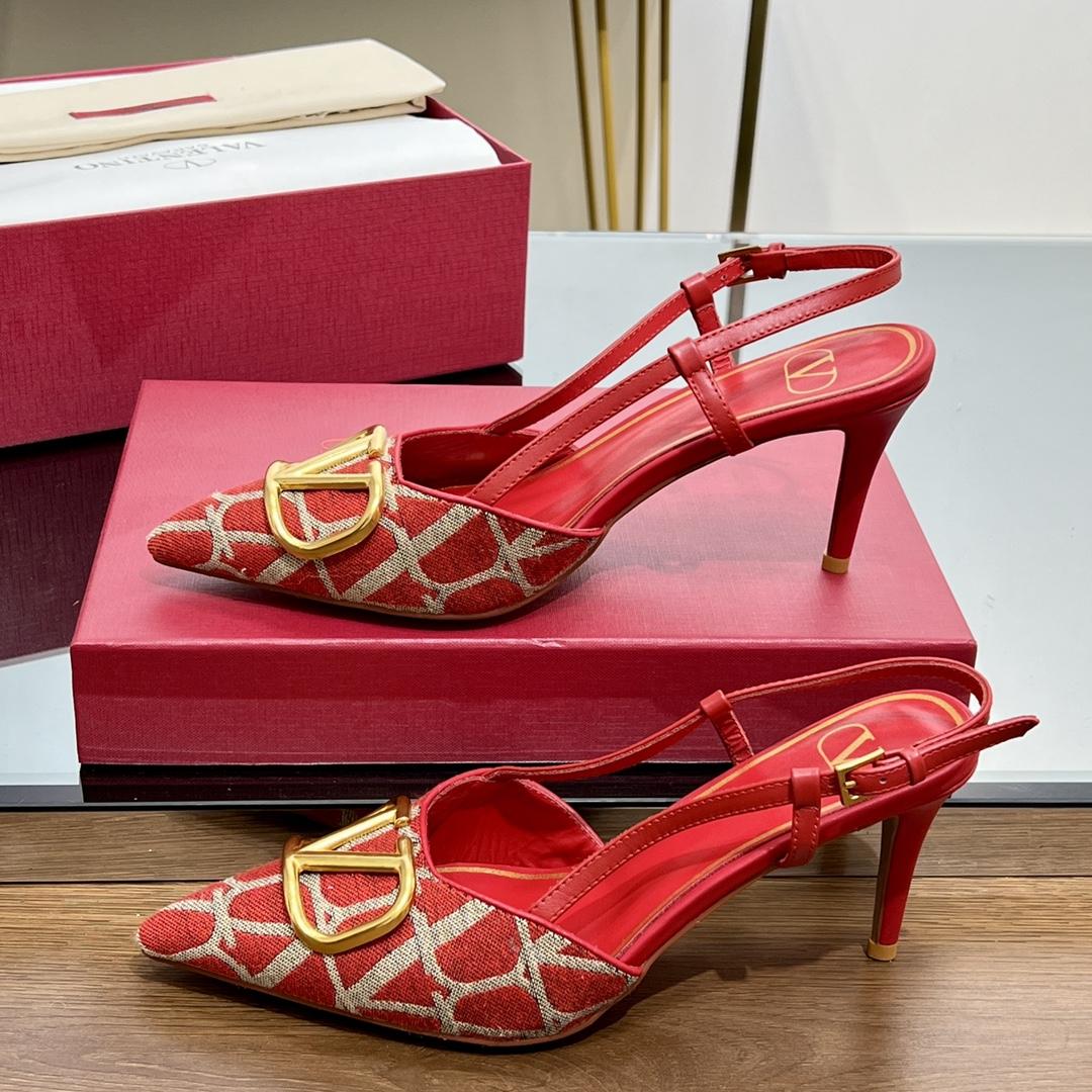 Valenti VLogo Signature Slingback Pump In Toile Iconographe 80mm - everydesigner