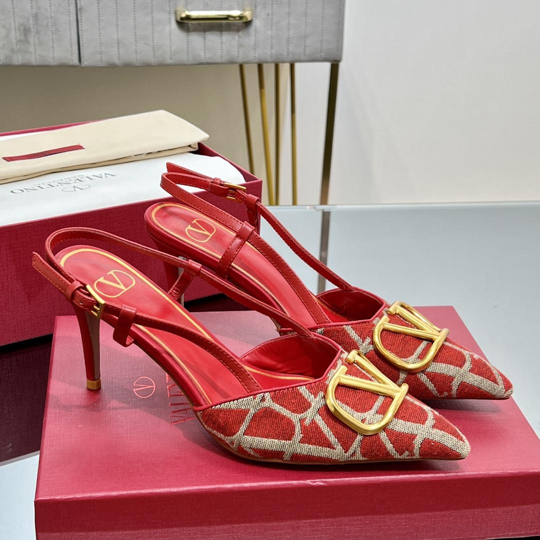 Valenti VLogo Signature Slingback Pump In Toile Iconographe 80mm - everydesigner