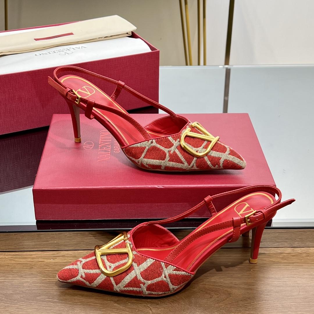 Valenti VLogo Signature Slingback Pump In Toile Iconographe 80mm - everydesigner