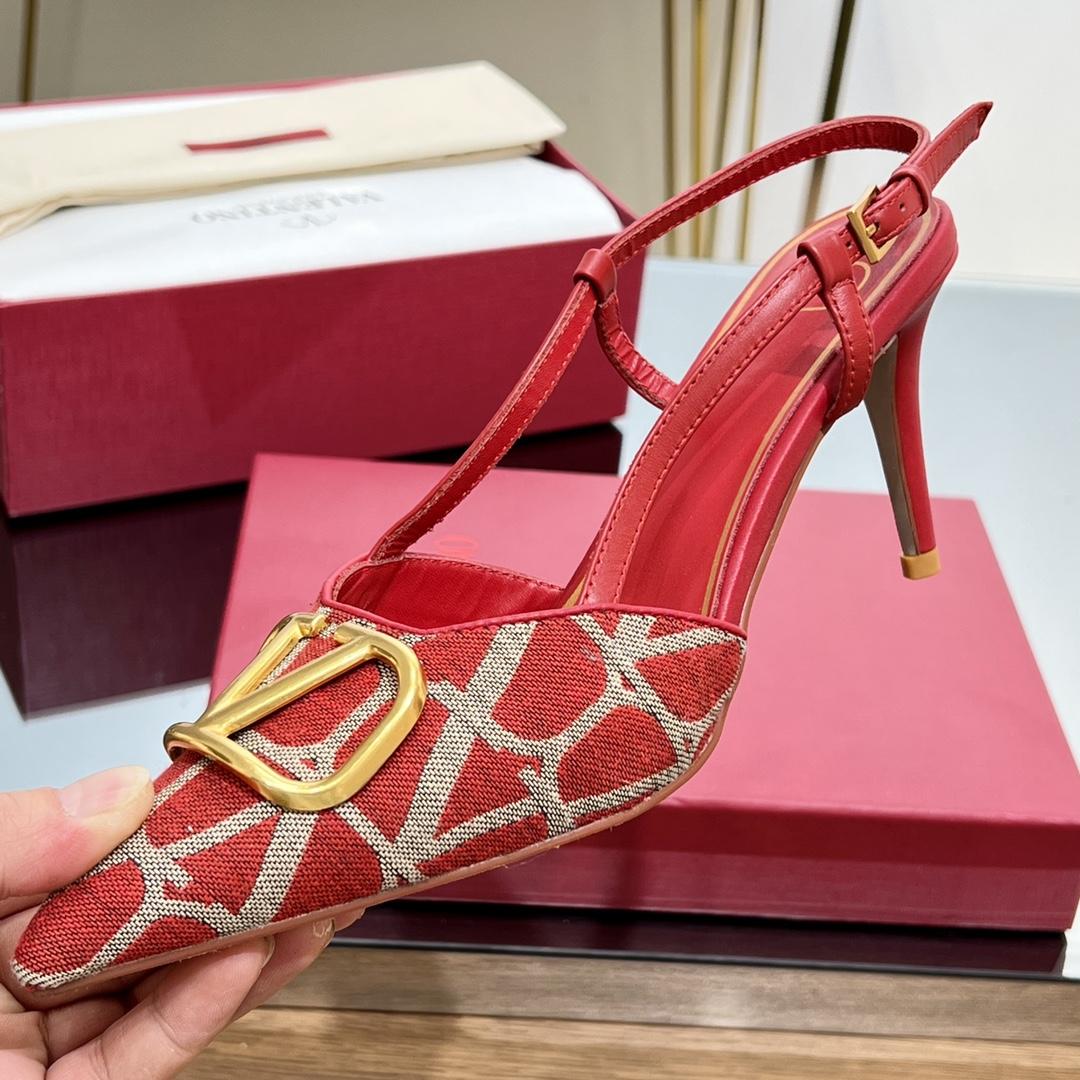 Valenti VLogo Signature Slingback Pump In Toile Iconographe 80mm - everydesigner