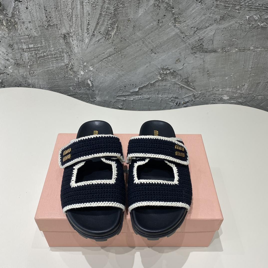 Miu Miu Crochet Knit Slides - everydesigner