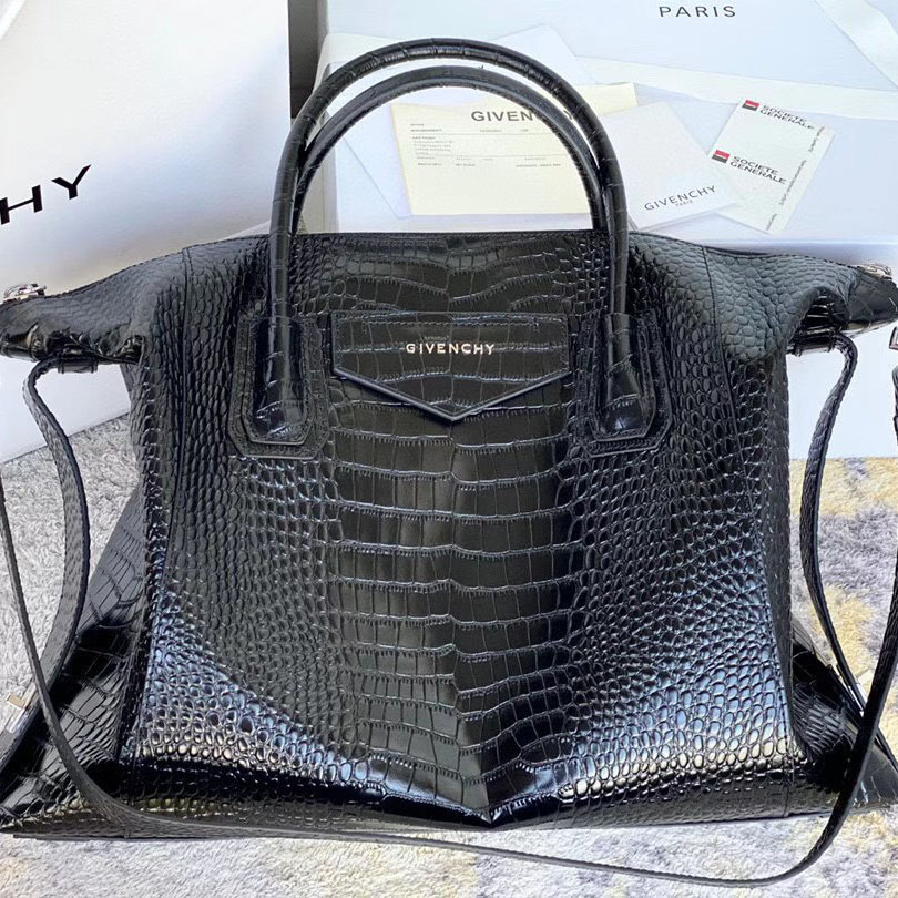 Givenchy Antigona Bag In Crocodile Effect Leather (45x9x35cm) - everydesigner