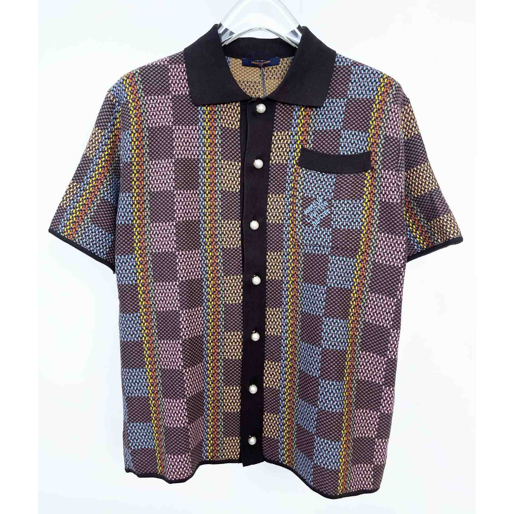 Louis Vuitton Damier Short-Sleeved Cotton Knit Shirt   - everydesigner