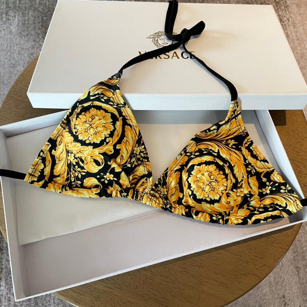 Versace Baroque-print Triangle Bikini  - everydesigner