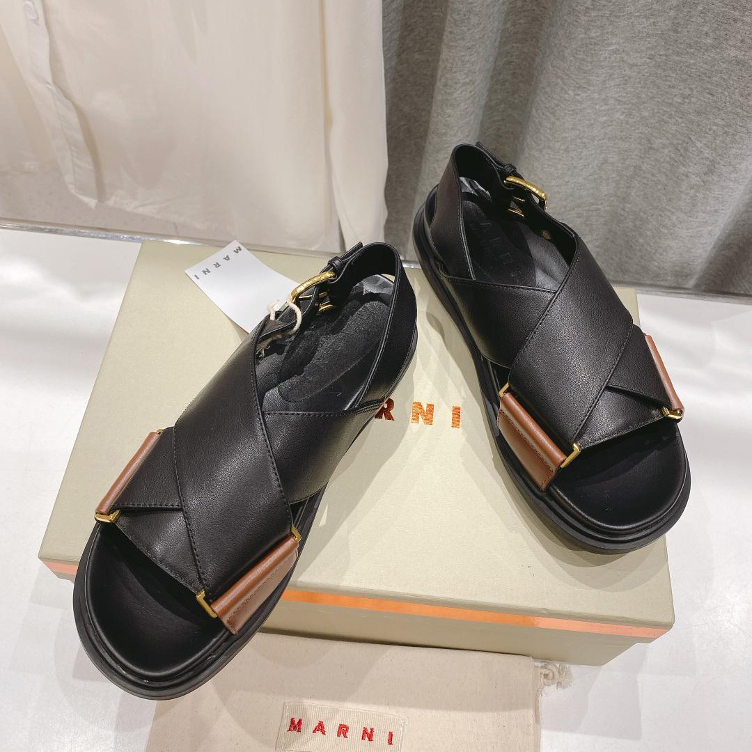 Marni Black And Brown Leather Fussbett - everydesigner