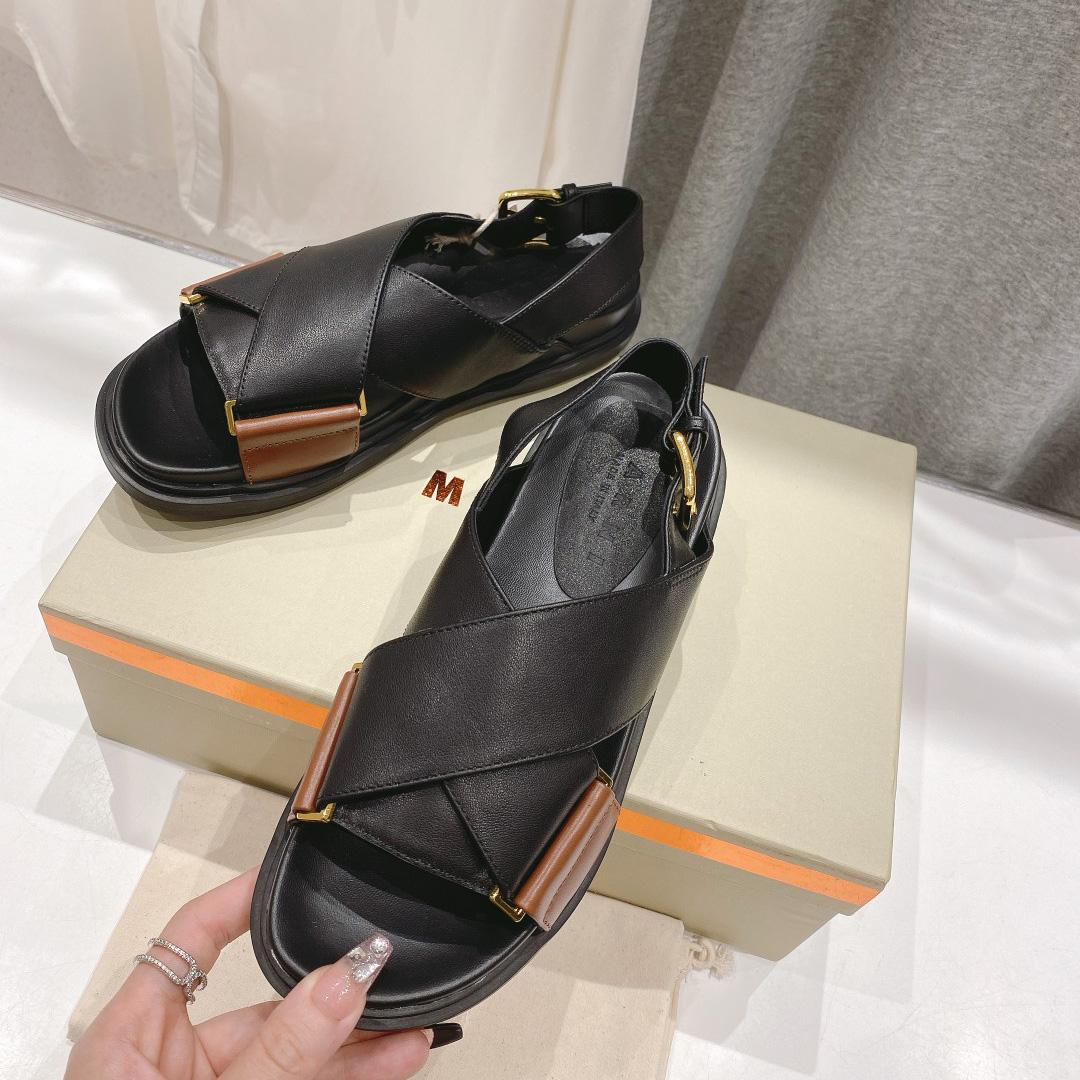 Marni Black And Brown Leather Fussbett - everydesigner