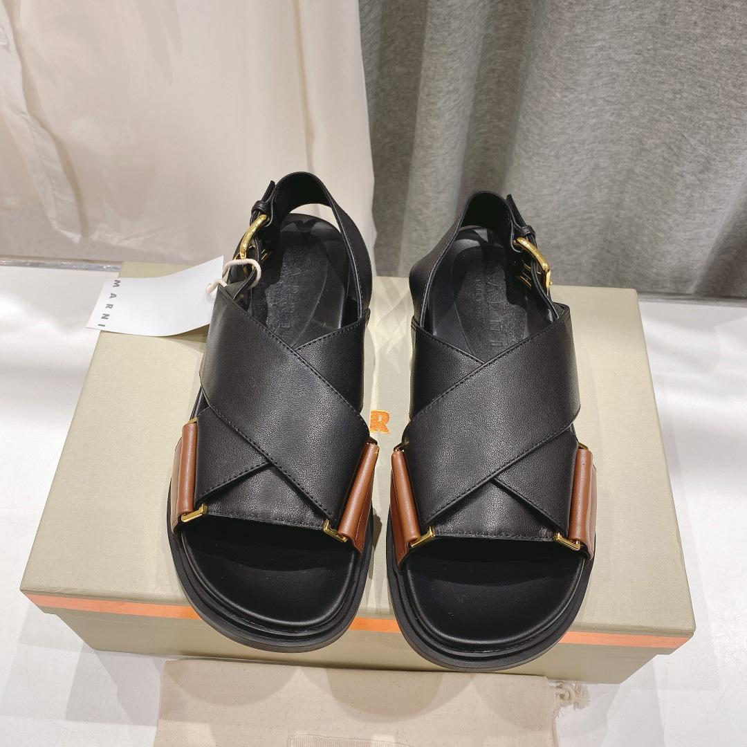 Marni Black And Brown Leather Fussbett - everydesigner