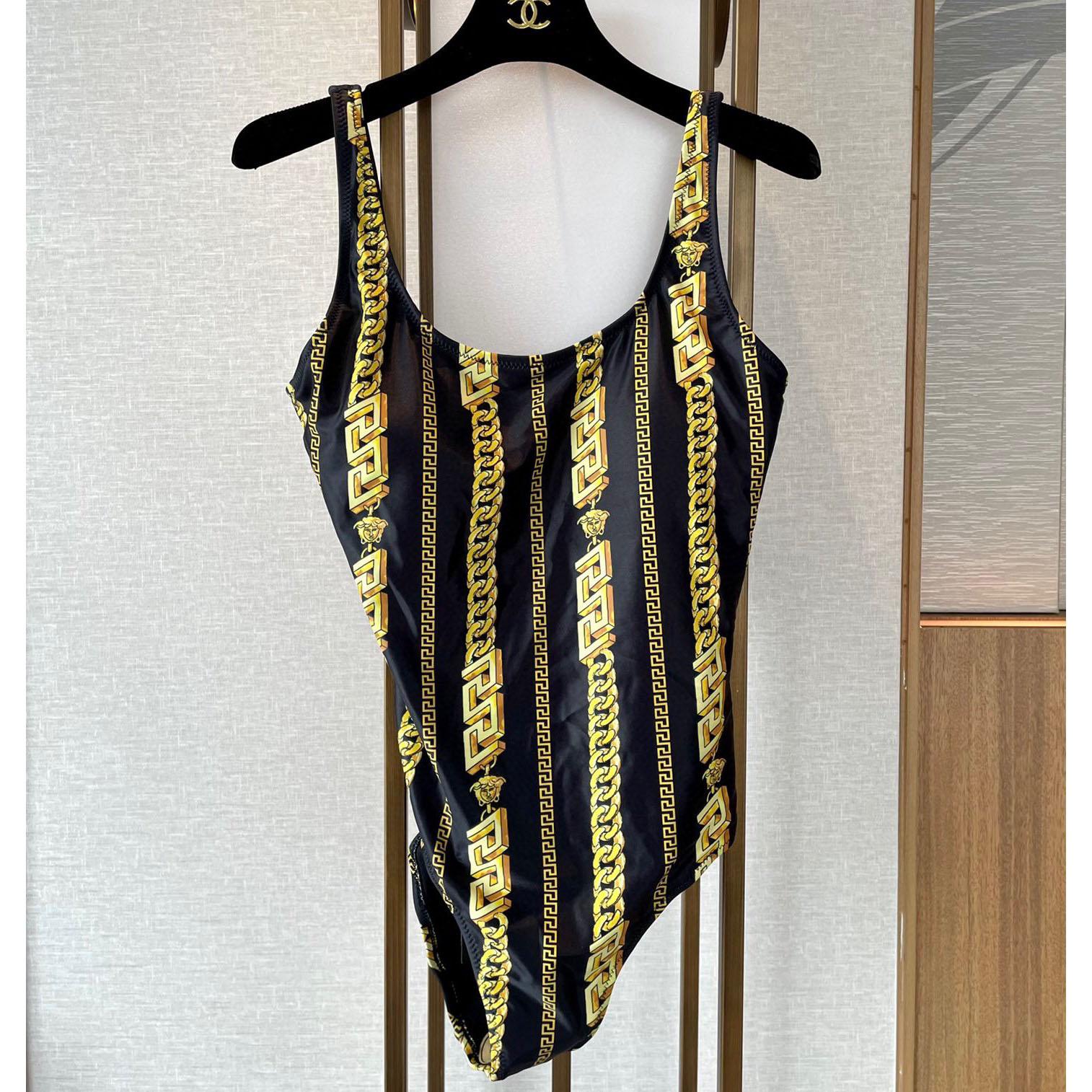 Versace Chain Pinstripe One-Piece Swimsuit - everydesigner