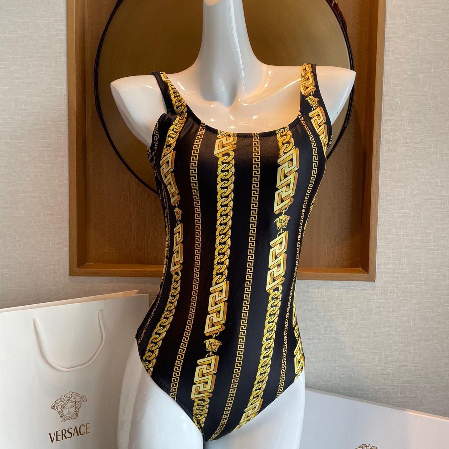 Versace Chain Pinstripe One-Piece Swimsuit - everydesigner
