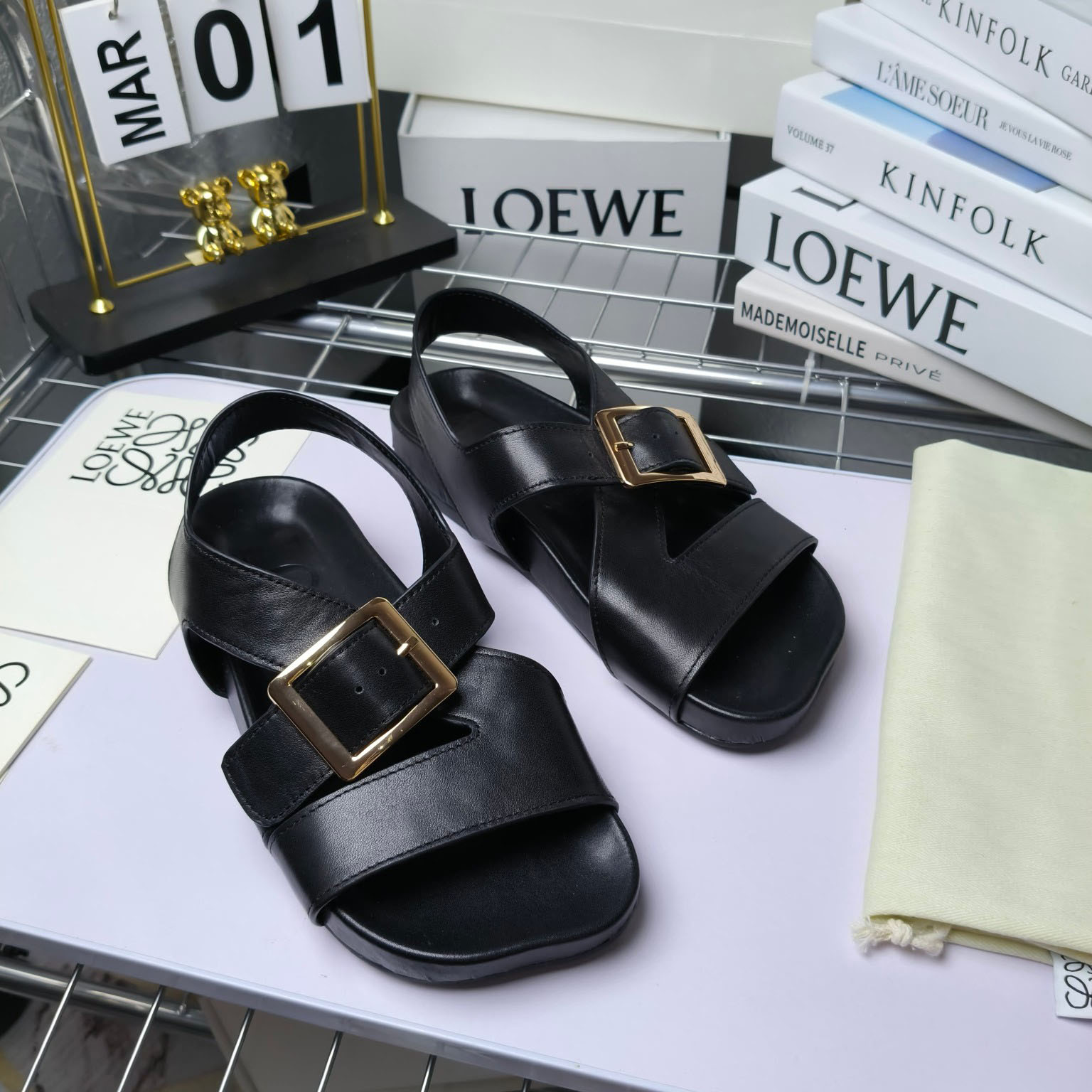 Loewe Ease Buckle Sandal In Vegetal Calfskin - everydesigner