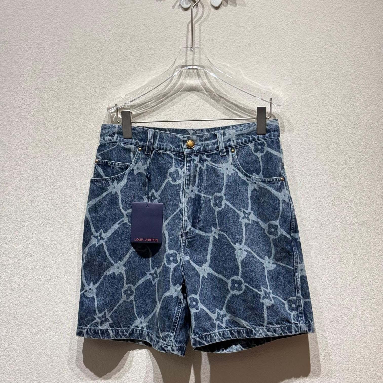 Louis Vuitton Monogram Printed Denim Shorts - everydesigner