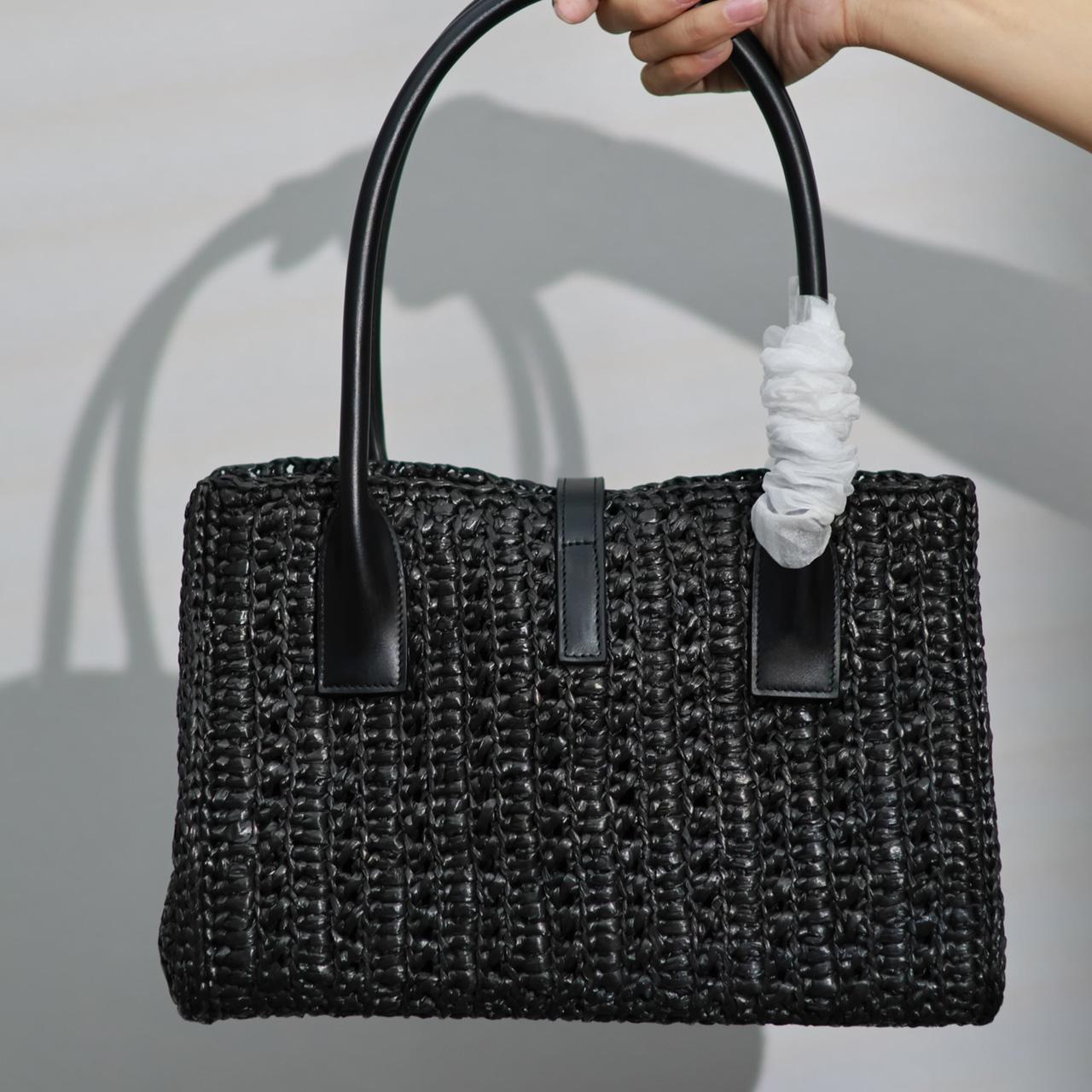 Saint Laurent Panier Raffia Tote Bag  29-21-9cm - everydesigner