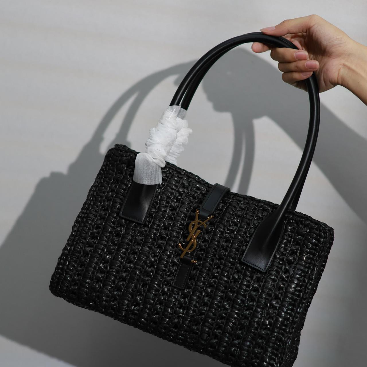 Saint Laurent Panier Raffia Tote Bag  29-21-9cm - everydesigner