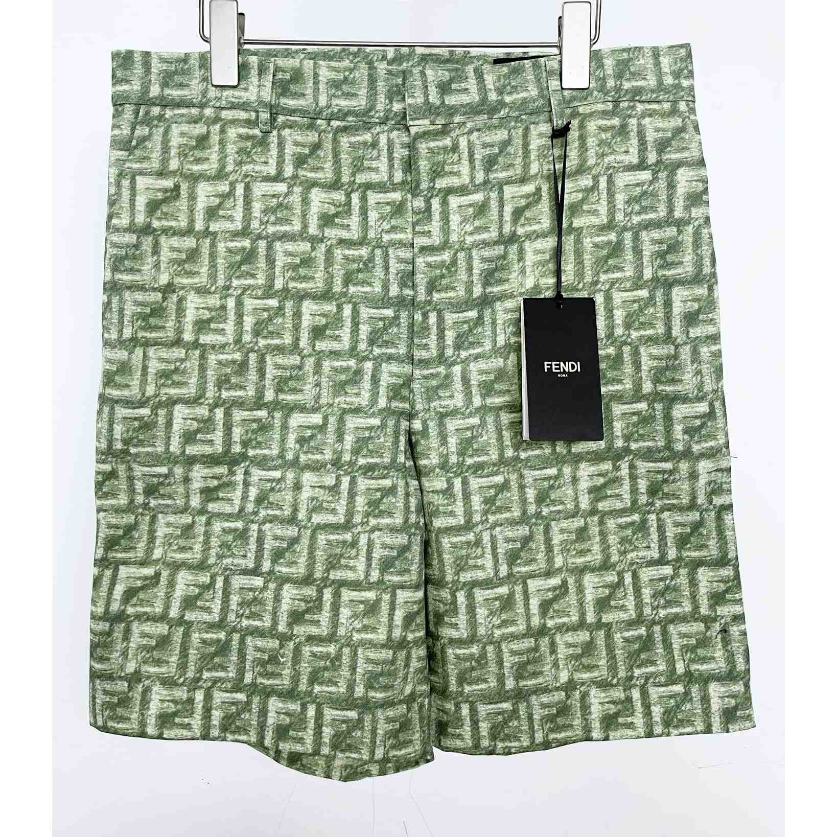 Fendi Short Trousers In Green FF Linen - everydesigner