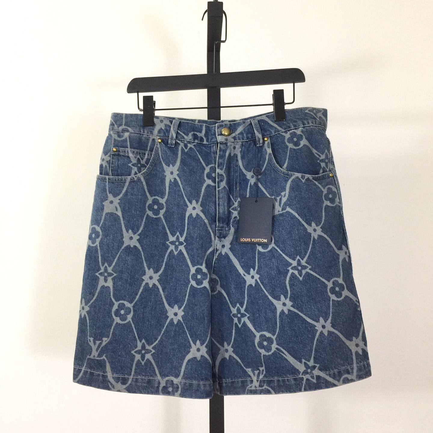 Louis Vuitton Monogram Printed Denim Shorts - everydesigner