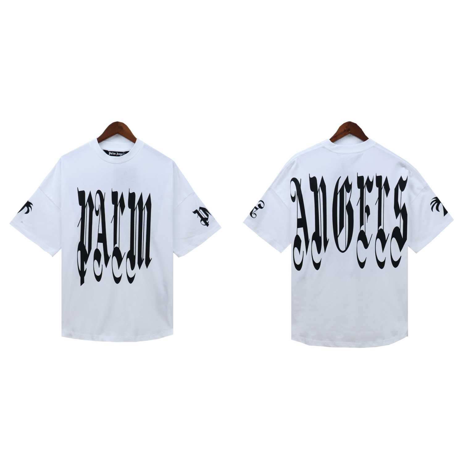 Palm Angels Gothic Logo Over T-Shirt White - everydesigner