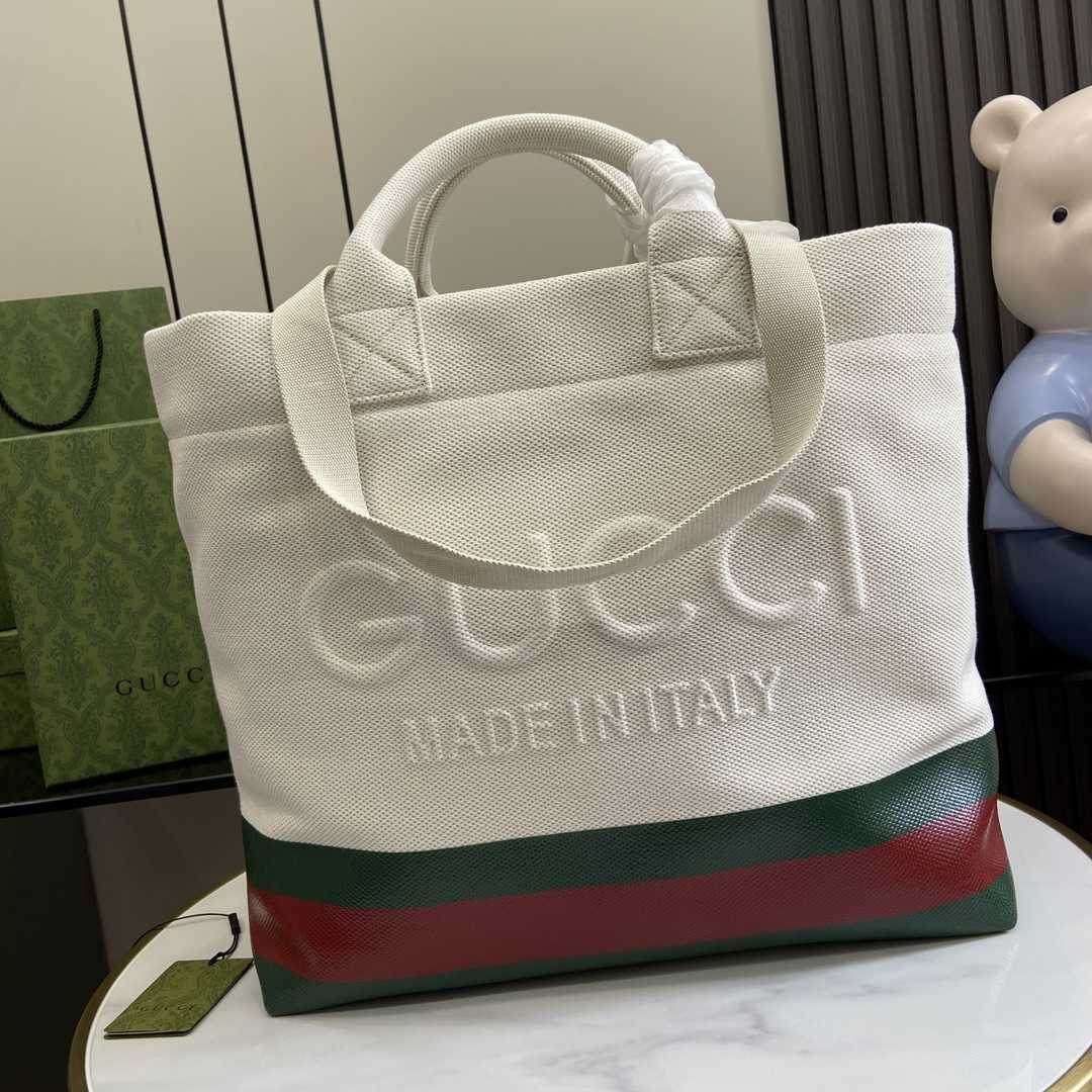 Gucci Canvas Tote Bag With Embossed Detail  - everydesigner