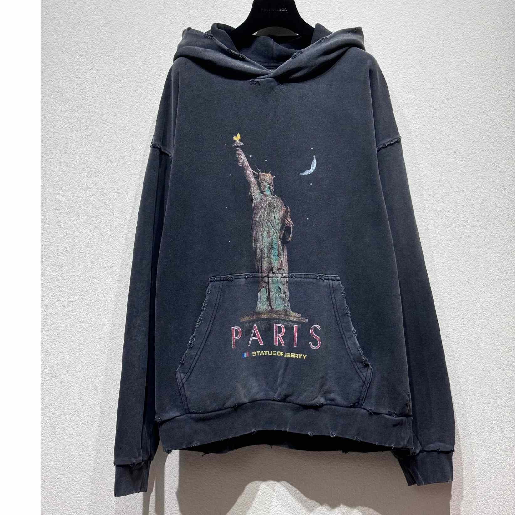 Balenciaga Paris Liberty Hoodie Oversized In Black - everydesigner