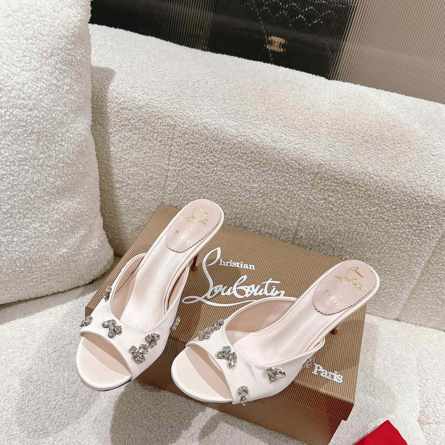 Christian Louboutin Degraqueen 85mm Satin Mules - everydesigner