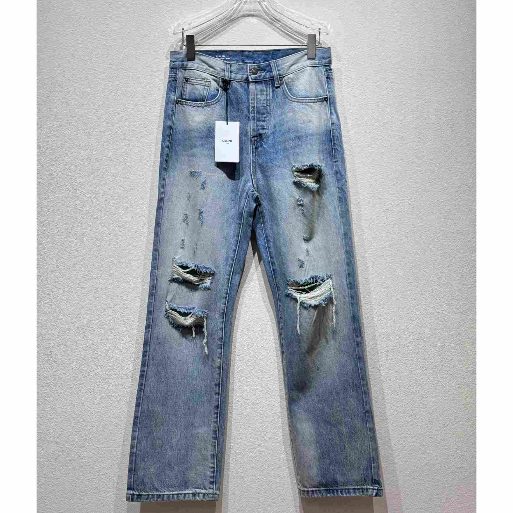 Celine Jeans In Blue Destroyed Denim  - everydesigner