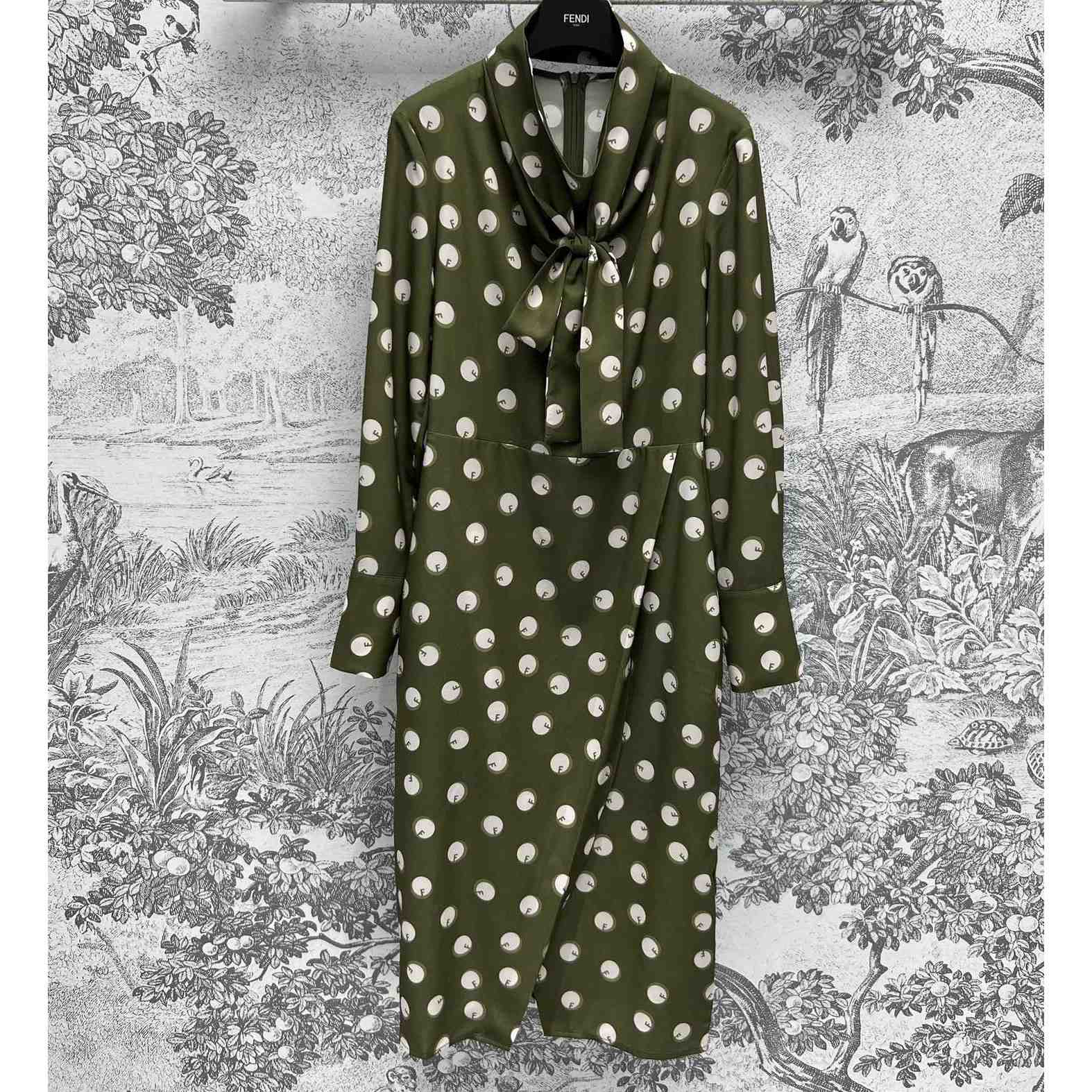 Fendi Green Printed Silk Dress - everydesigner