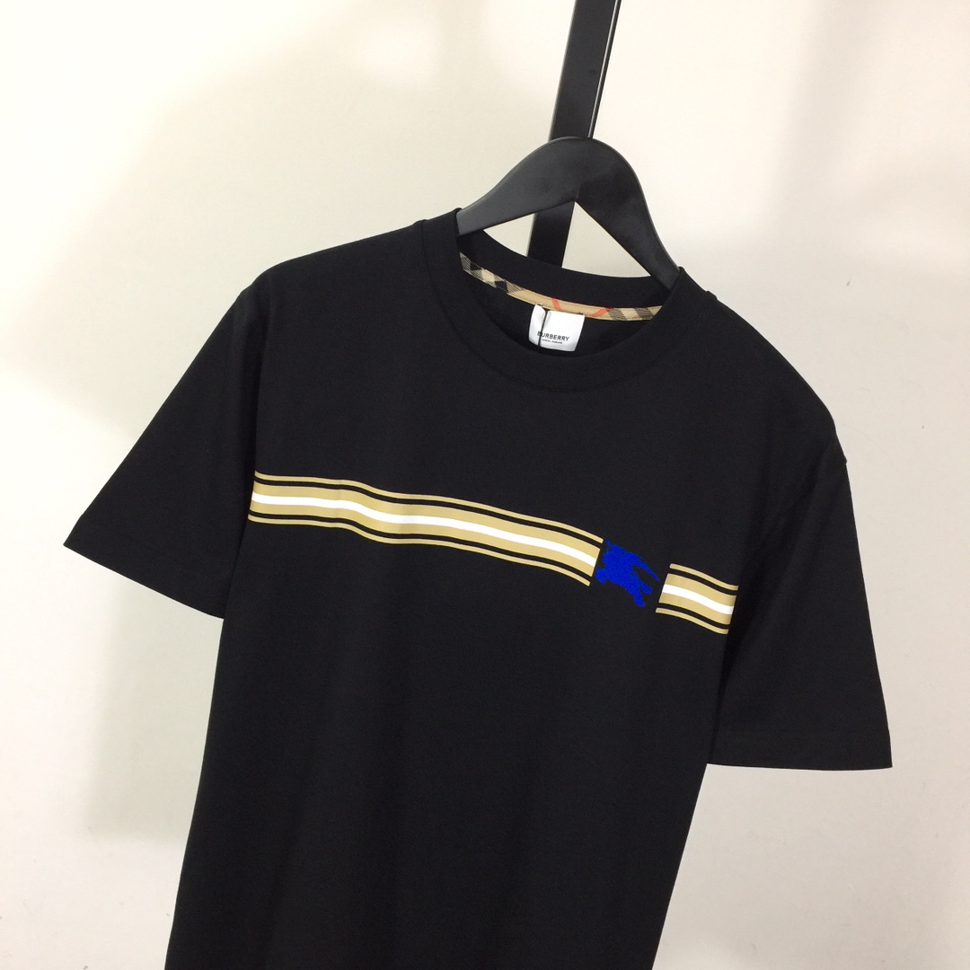 Burberry Striped-detail Cotton T-shirt - everydesigner