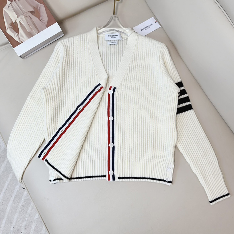 Thom Browne Four Stripe Cardigan - everydesigner