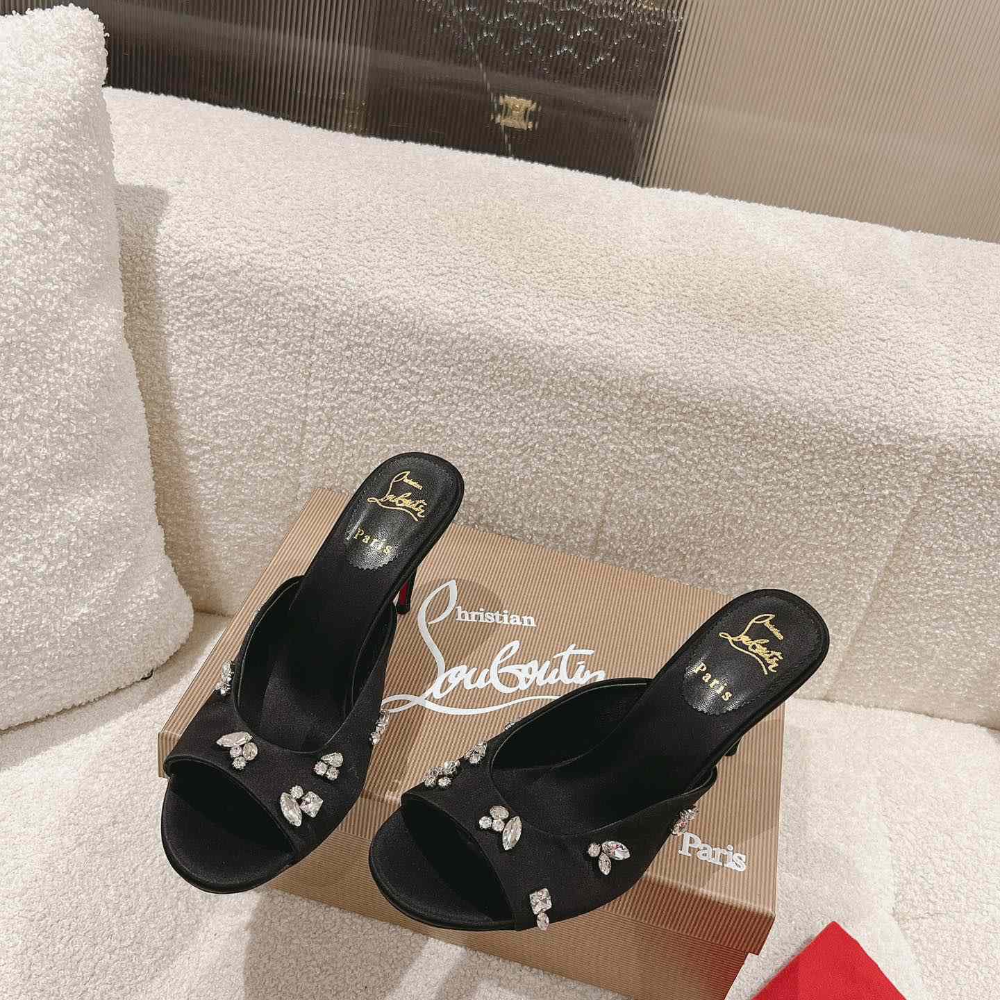 Christian Louboutin Degraqueen 85mm Satin Mules - everydesigner