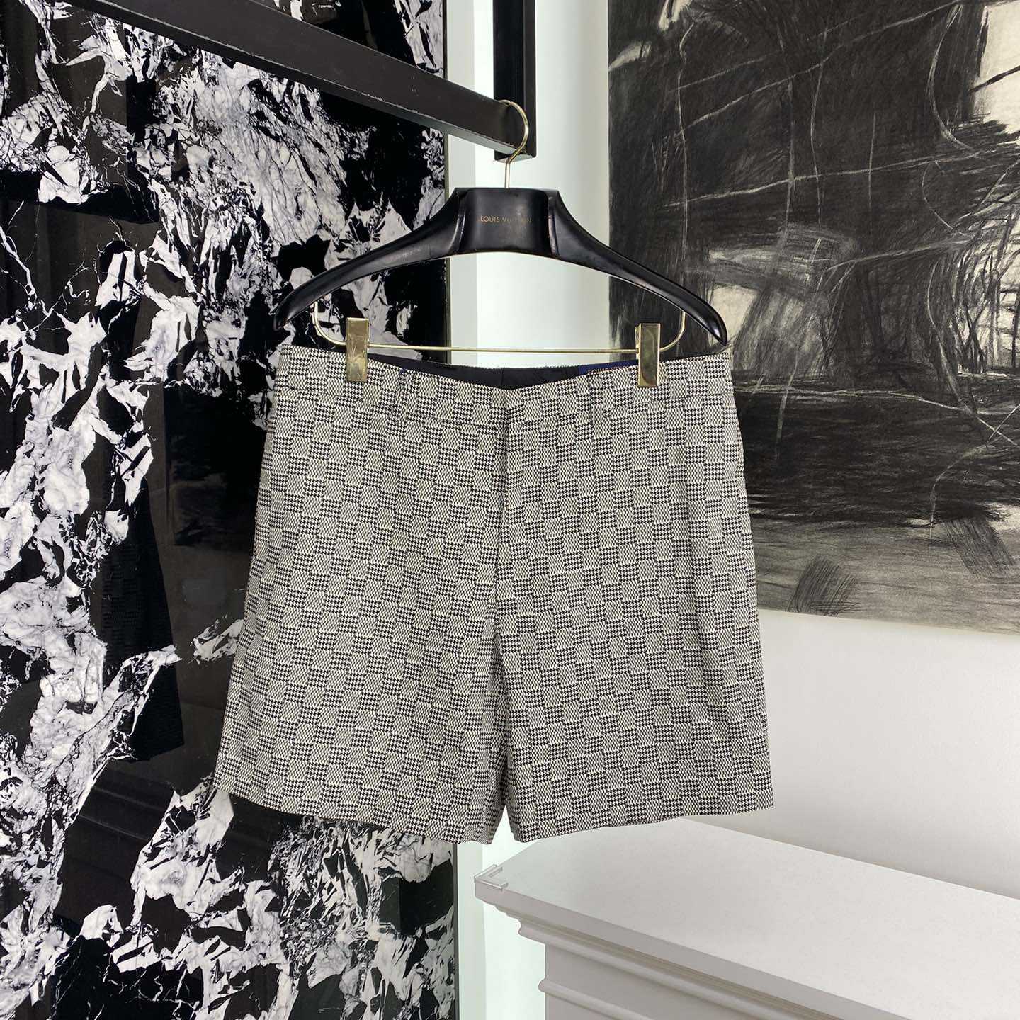 Louis Vuitton Damier Hounds Tooth Slim Wool Shorts - everydesigner