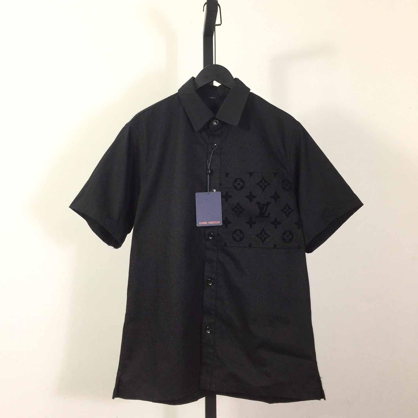 Louis Vuitton Flocked Short-Sleeved Cotton Shirt  1AFR09 - everydesigner