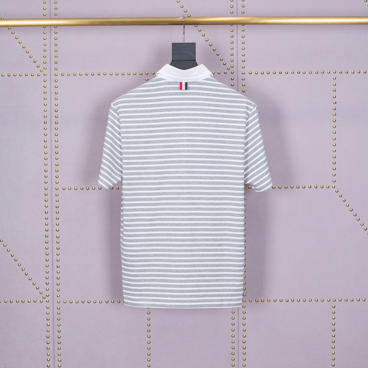 Thom Browne Striped Cotton-jersey Polo  1897 - everydesigner