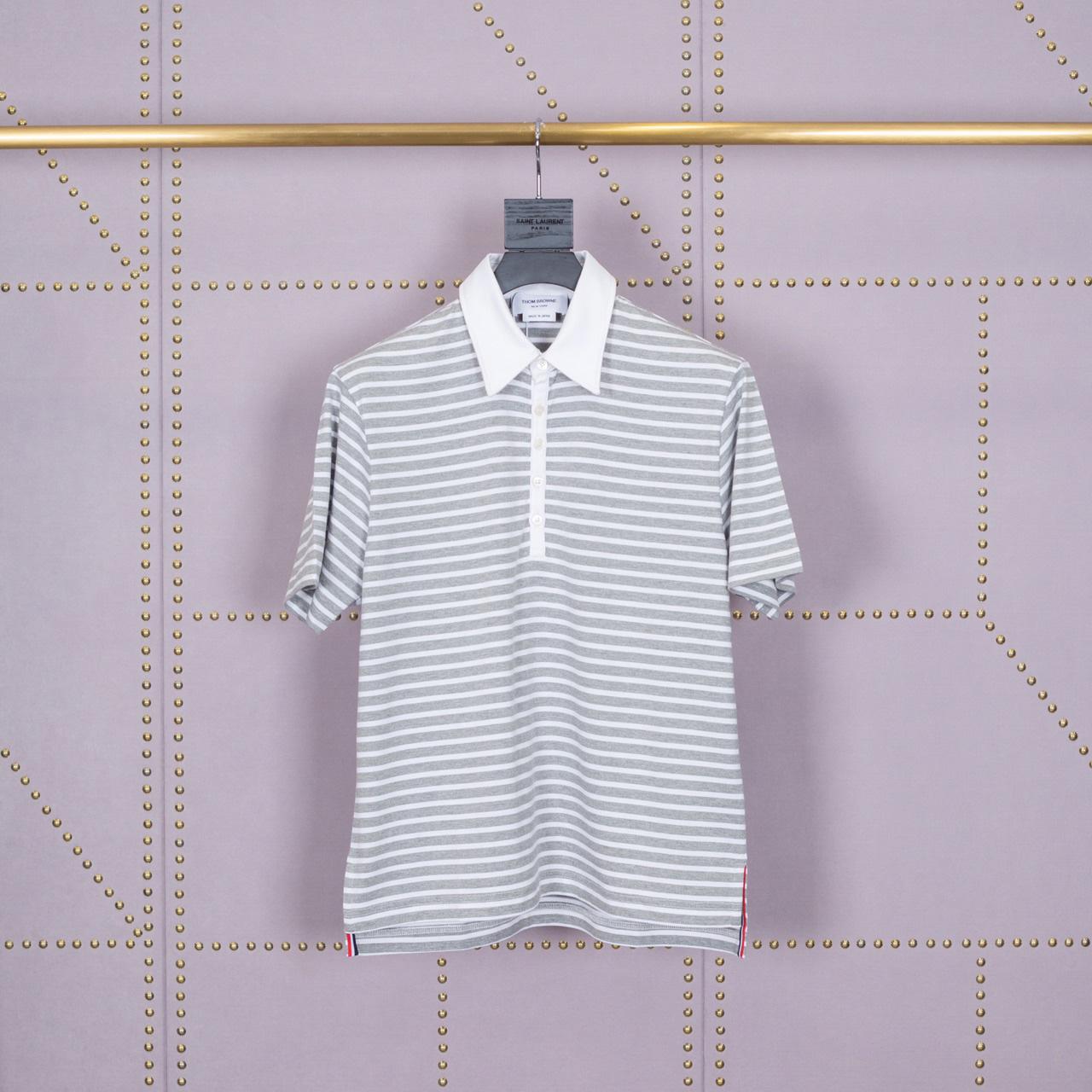 Thom Browne Striped Cotton-jersey Polo  1897 - everydesigner