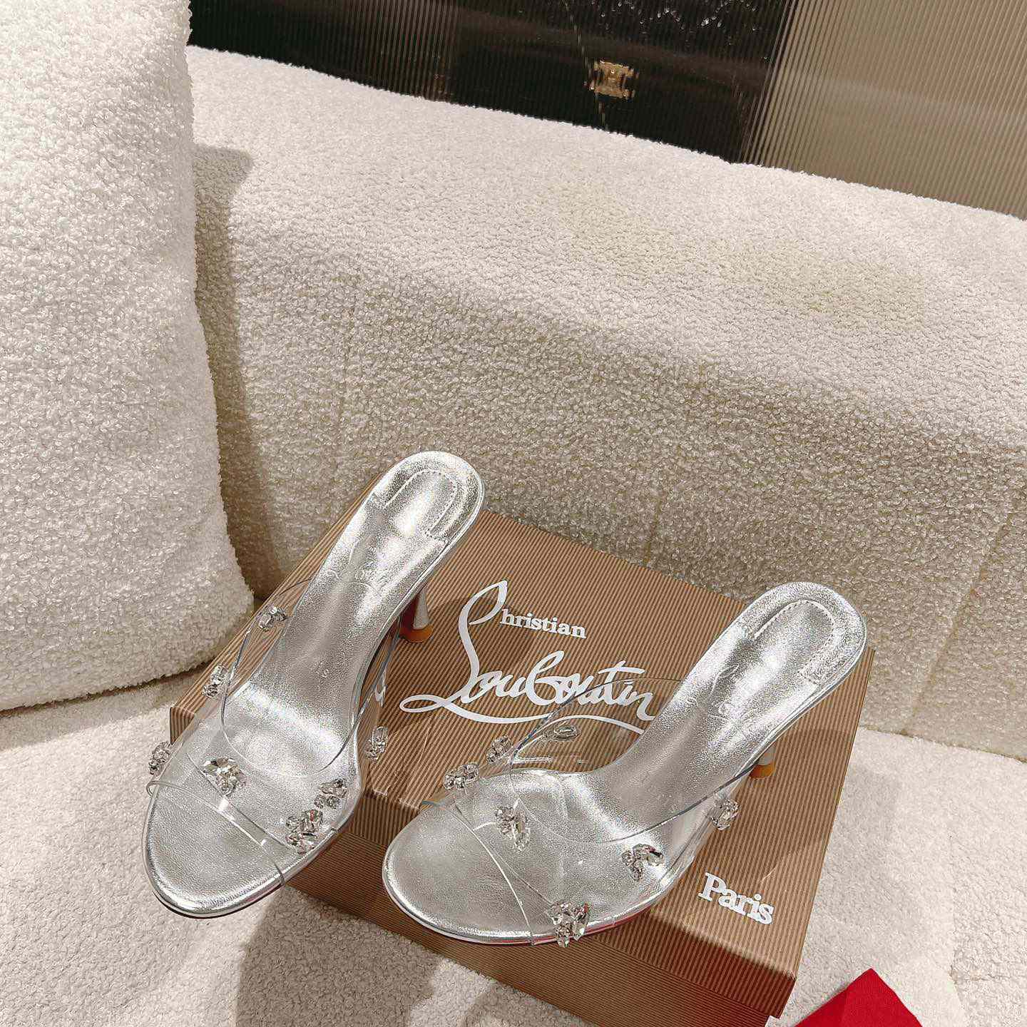 Christian Louboutin Degraqueen 85mm Crystal-embellished Mules - everydesigner