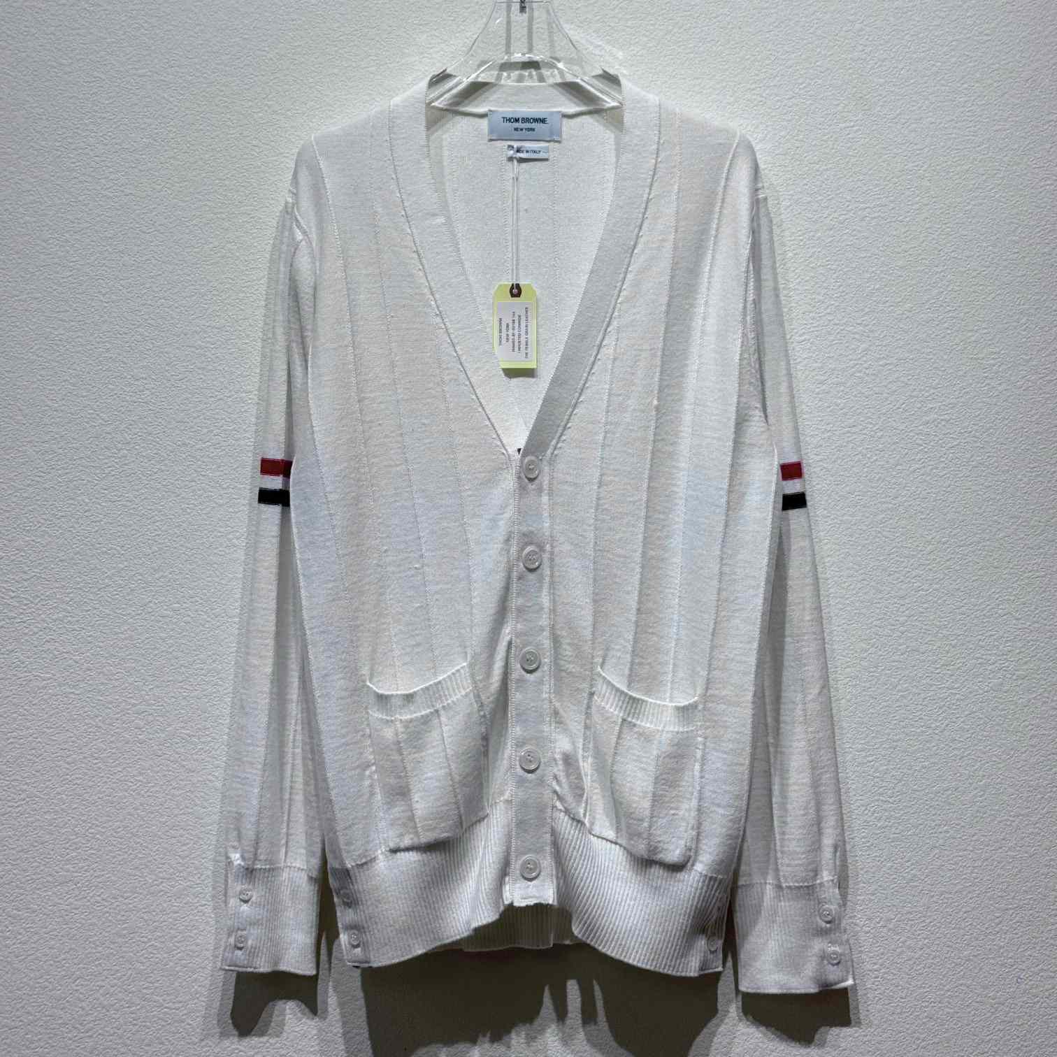 Thom Browne RWB striped V-neck cardigan - everydesigner