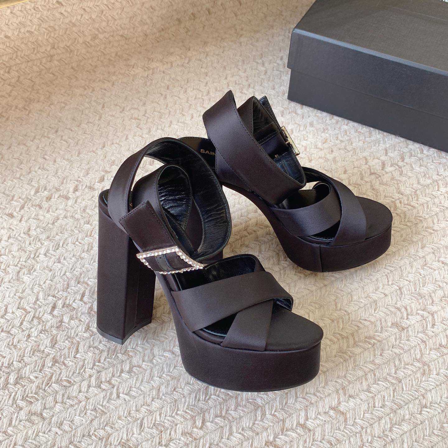 Saint Laurent Bianca Platform Sandals In Satin Crepe - everydesigner