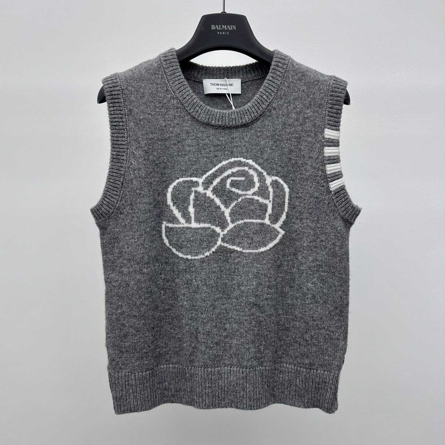 Thom Browne Merino Wool 4-Bar Rose Icon Shell Top - everydesigner