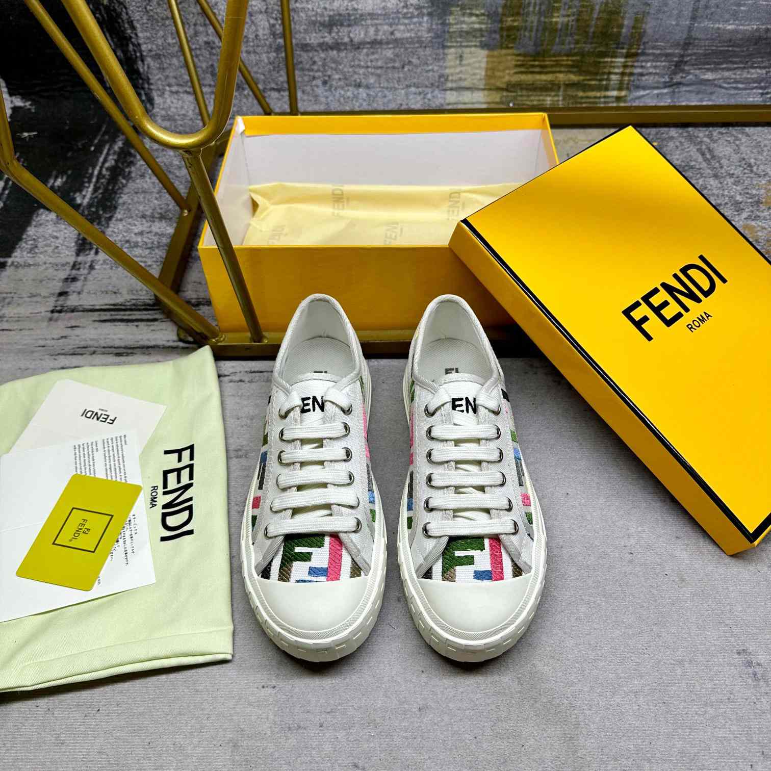 Fendi Domino Canvas Sneakers - everydesigner