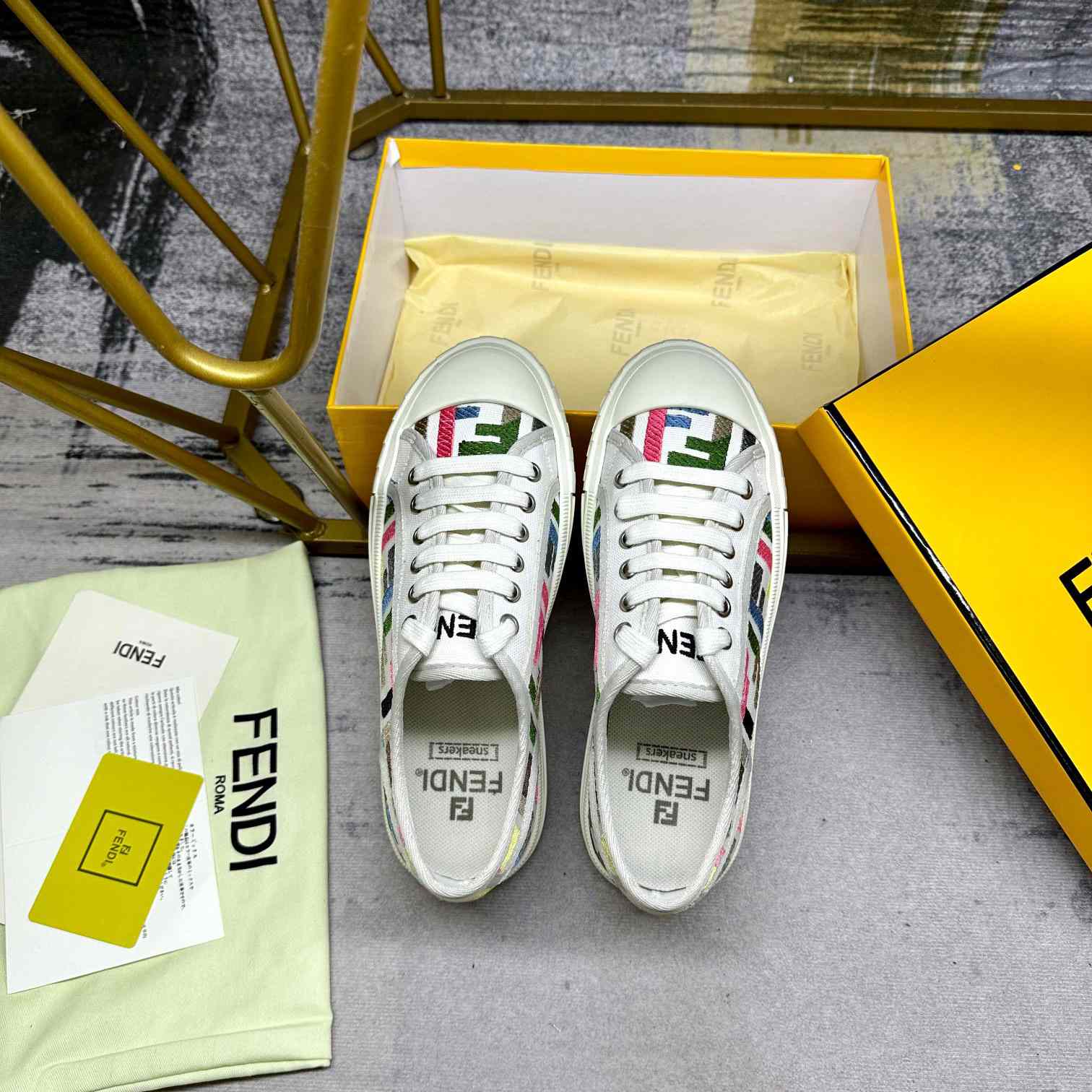 Fendi Domino Canvas Sneakers - everydesigner