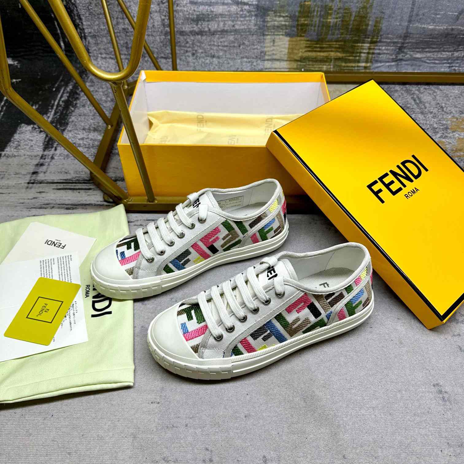 Fendi Domino Canvas Sneakers - everydesigner